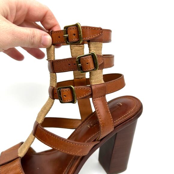 Frye Suzie Gladiator Leather Sandal Heels Cognac Brown
Womens Size 8 Strappy - Picture 9 of 14